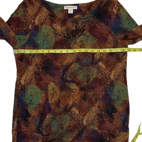 COLDWATER Creek Printed Side Tie Waist Blouse L - Picture 7 of 11